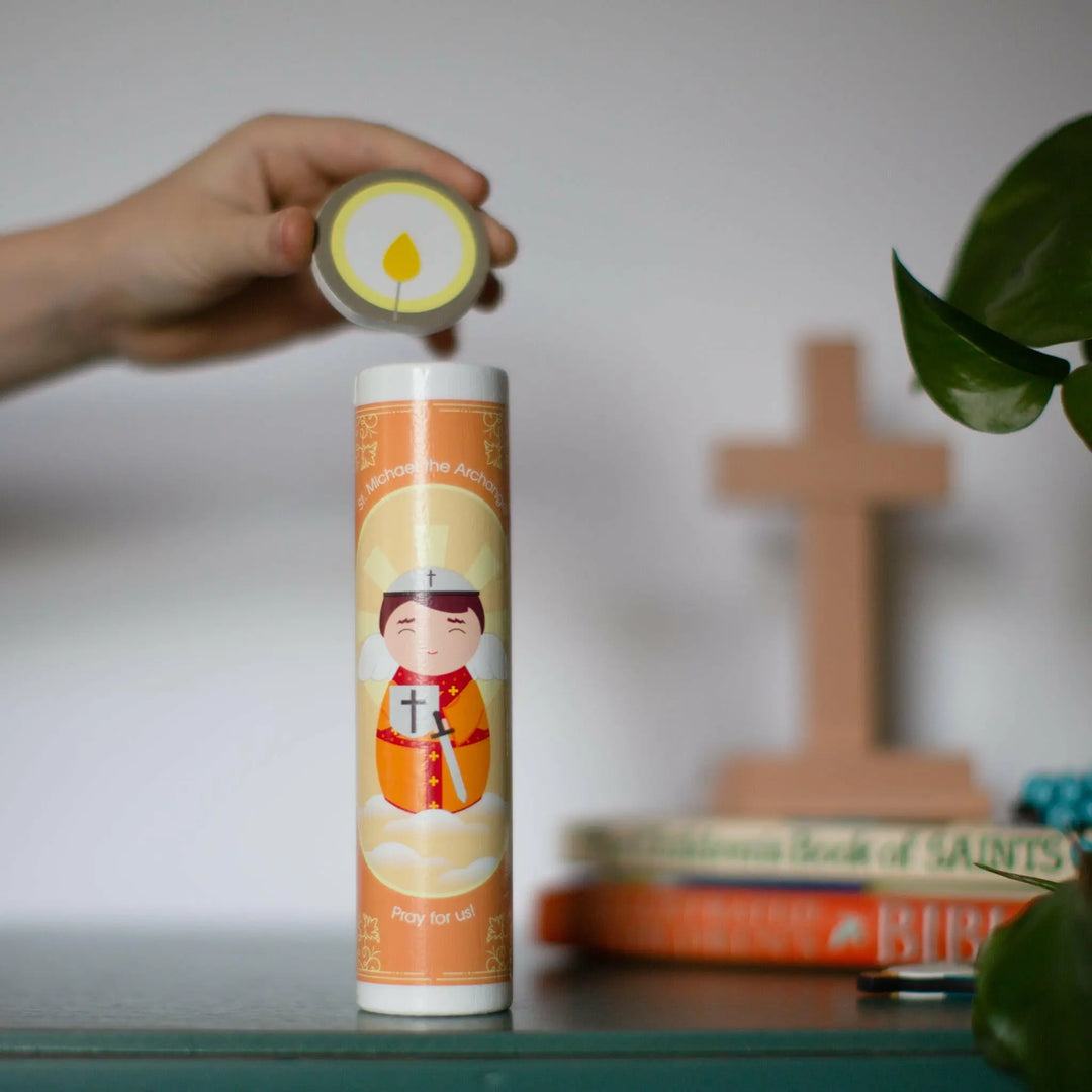 St. Michael Wooden Prayer Candle - Shining Light Dolls