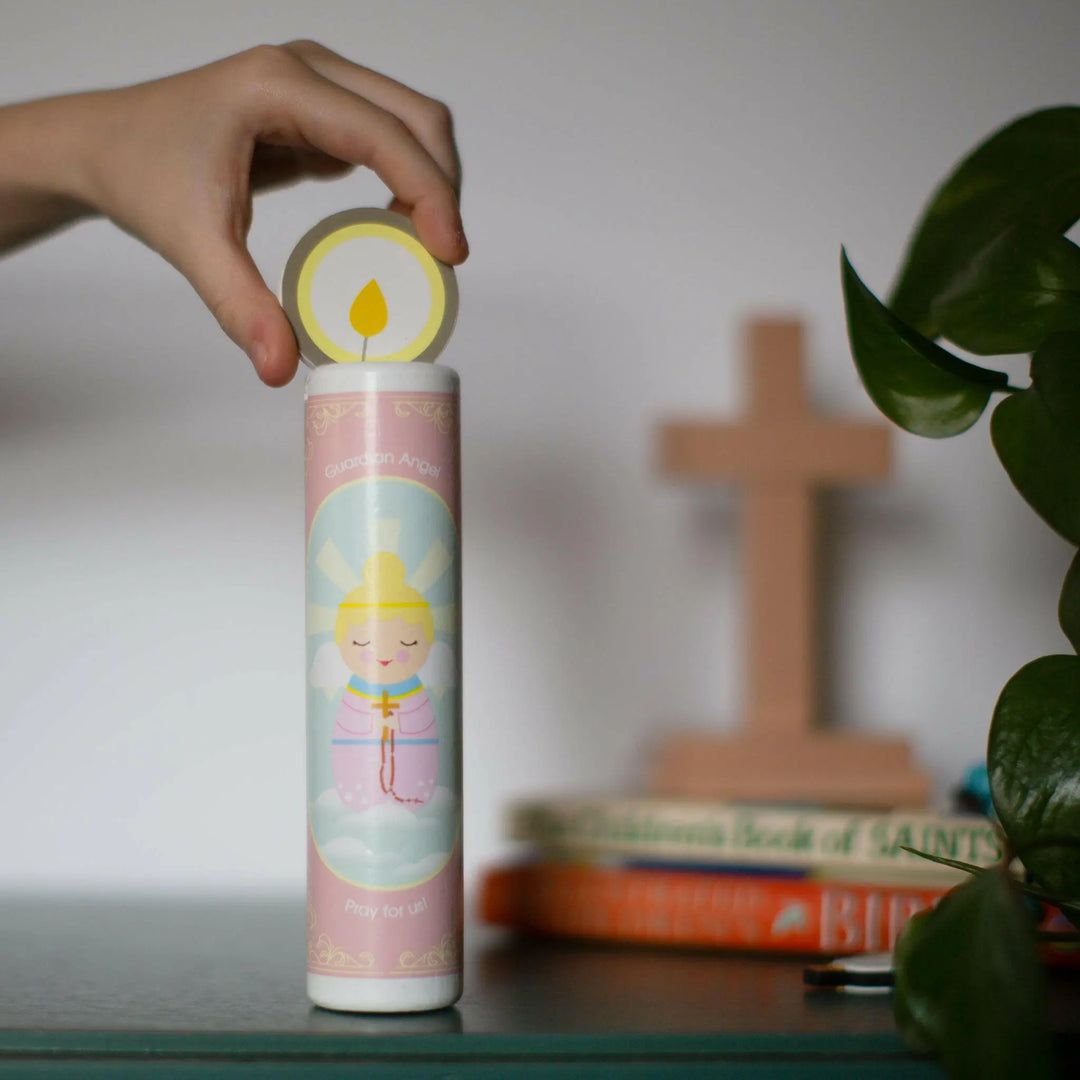 Guardian Angel Wooden Prayer Candle - Shining Light Dolls