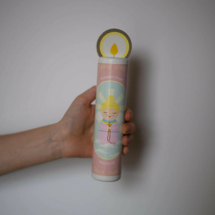 Guardian Angel Wooden Prayer Candle - Shining Light Dolls