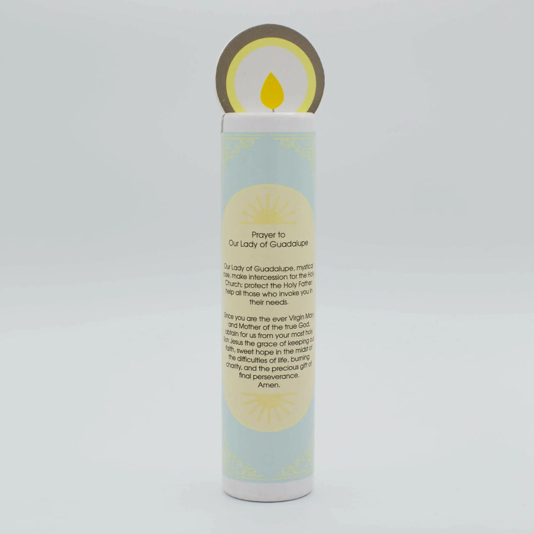 Our Lady of Guadalupe Wooden Prayer Candle - Shining Light Dolls