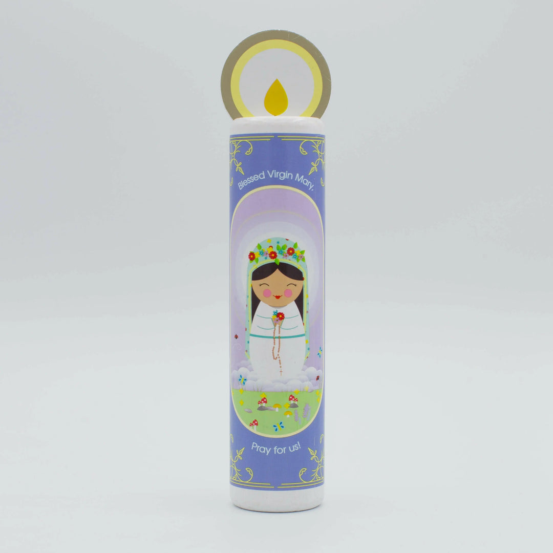 Blessed Virgin Mary (The Memorare) Wooden Prayer Candle - Shining Light Dolls