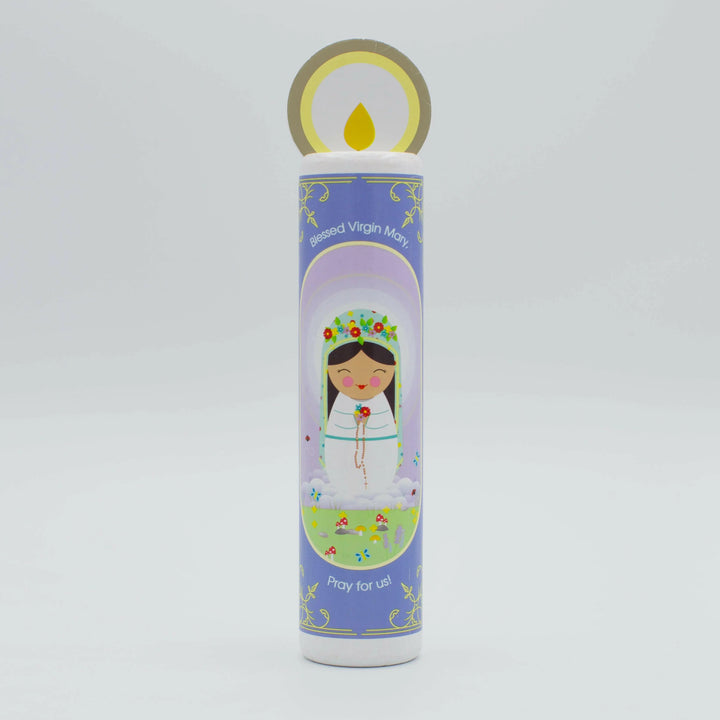 Blessed Virgin Mary (The Memorare) Wooden Prayer Candle - Shining Light Dolls
