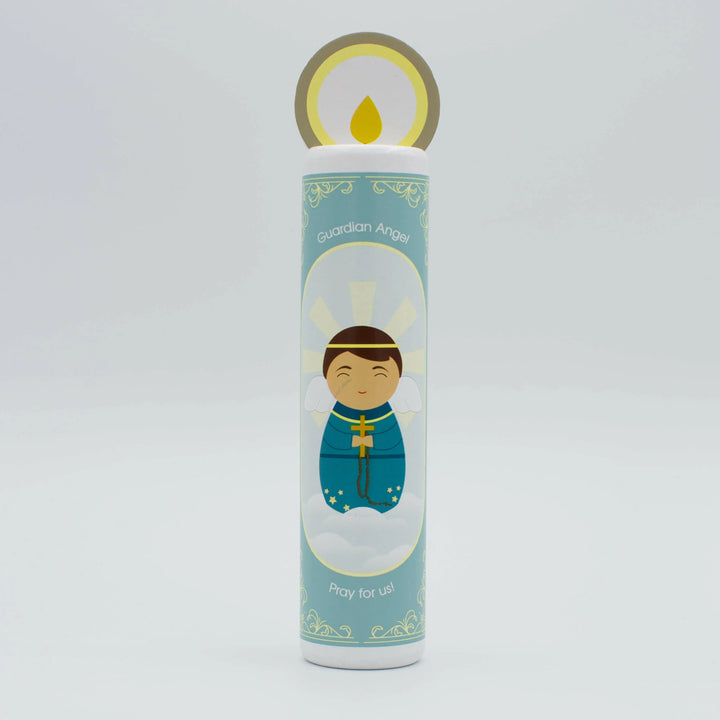 Gaurdian Angel (boy) Wooden Prayer Candle - Shining Light Dolls