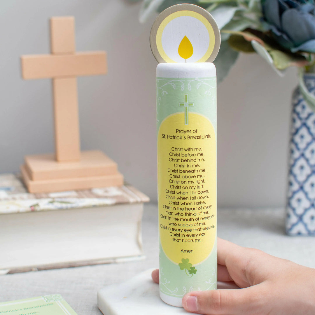 *Coming Soon* St. Patrick Wooden Prayer Candle - Shining Light Dolls