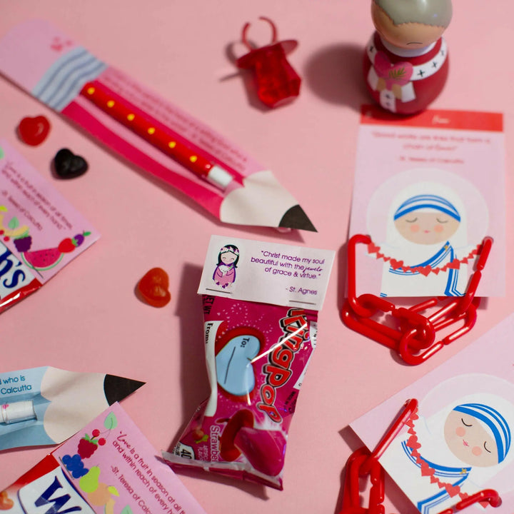 DIY Catholic Valentine Classroom Treat Cards! - Digital Download - Shining Light Dolls