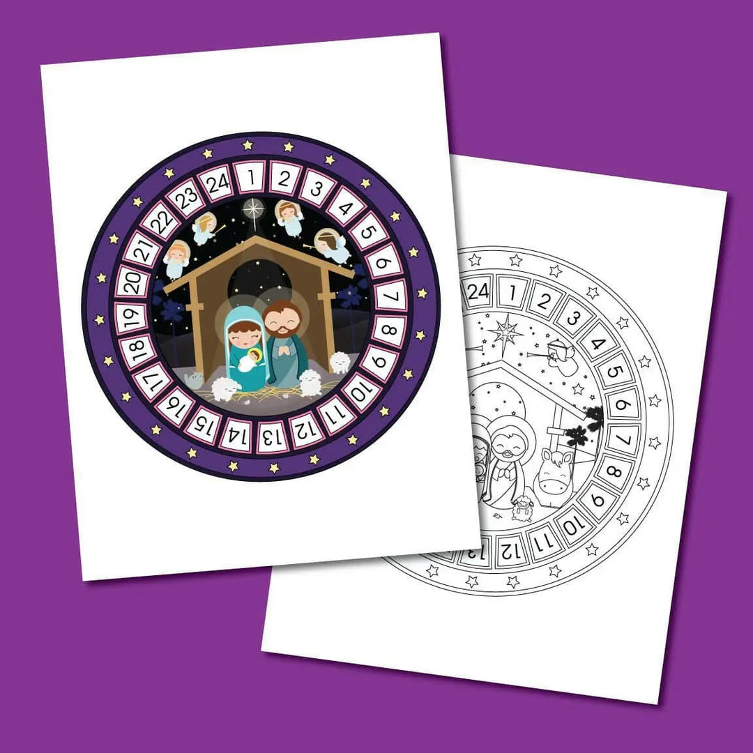 Advent Calendar Printable & Coloring Page - Digital Download - Shining Light Dolls