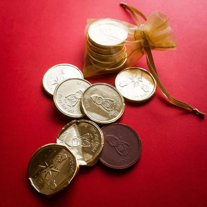 Milk Chocolate St. Nicholas Chocolate Coin Pouch  Shining Light Dolls