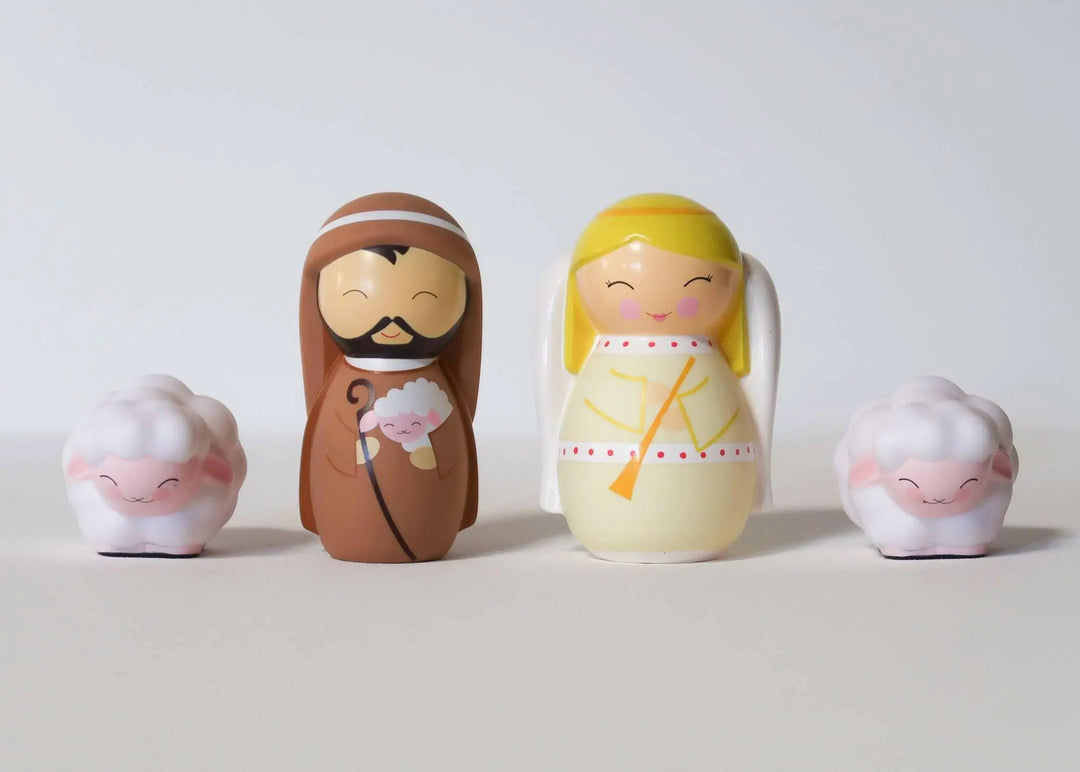 The Shepherd and Angel Nativity Playset  Shining Light Dolls