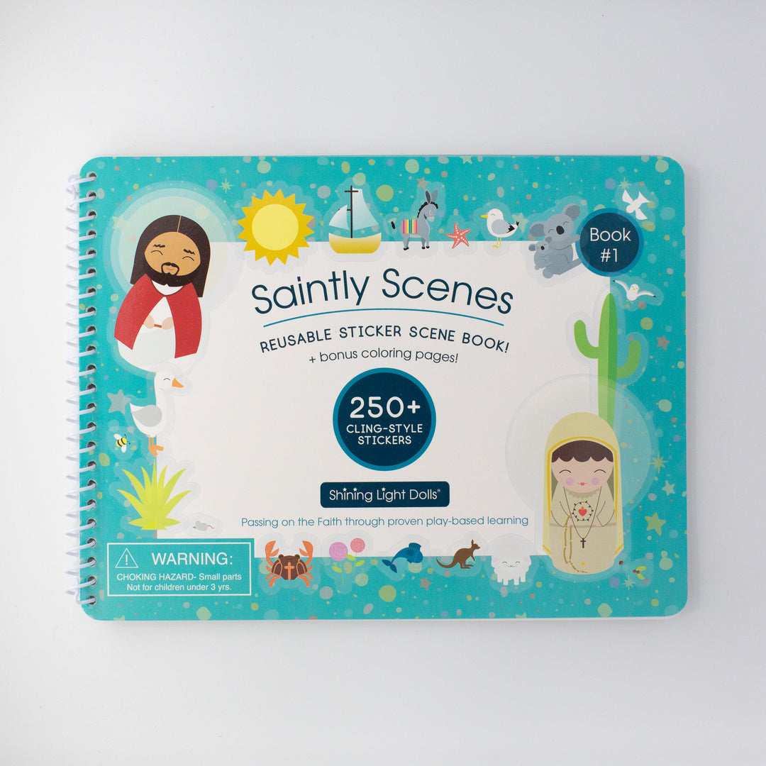 Saintly Scenes Book #1 - Reusable Sticker Scene and Coloring Book - Shining Light Dolls