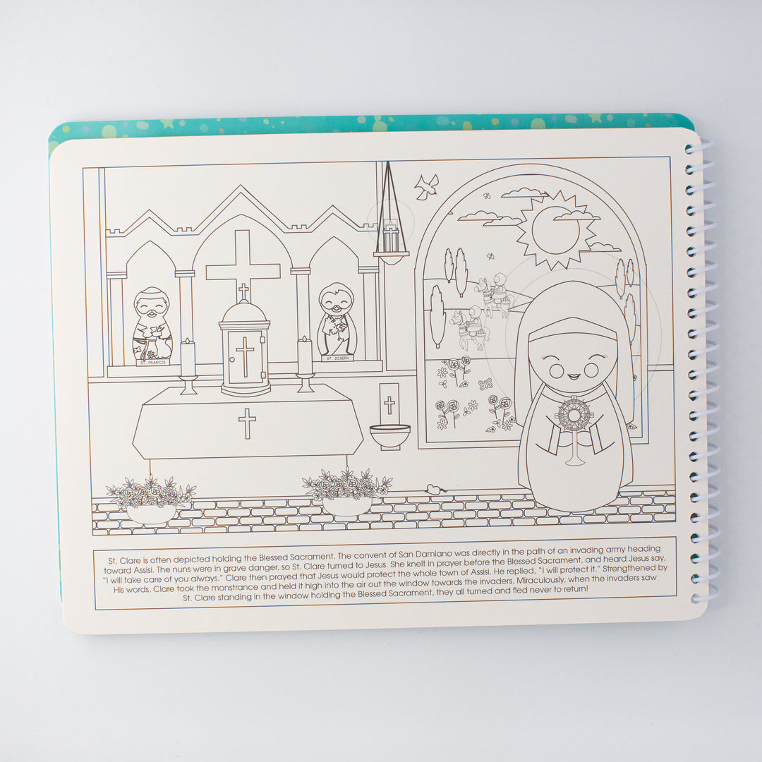 Saintly Scenes Book #3 - Reusable Sticker Scene and Coloring Book - Shining Light Dolls