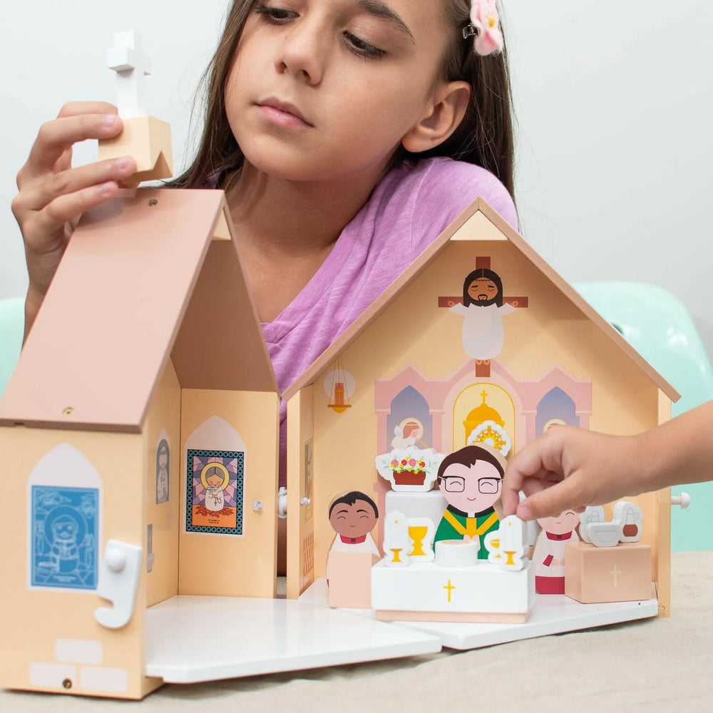 Wooden Catholic Church Playset - Shining Light Dolls