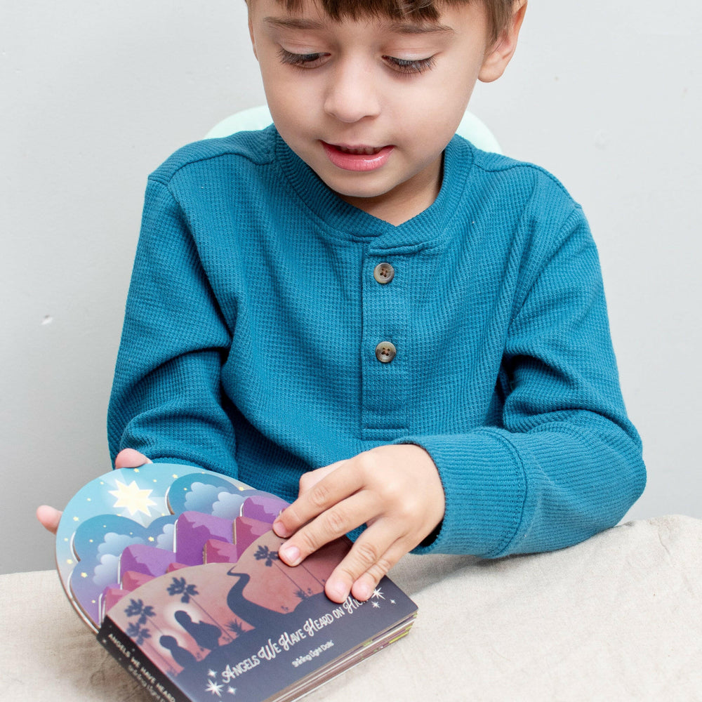 Angels We Have Heard On High shaped book - Shining Light Dolls