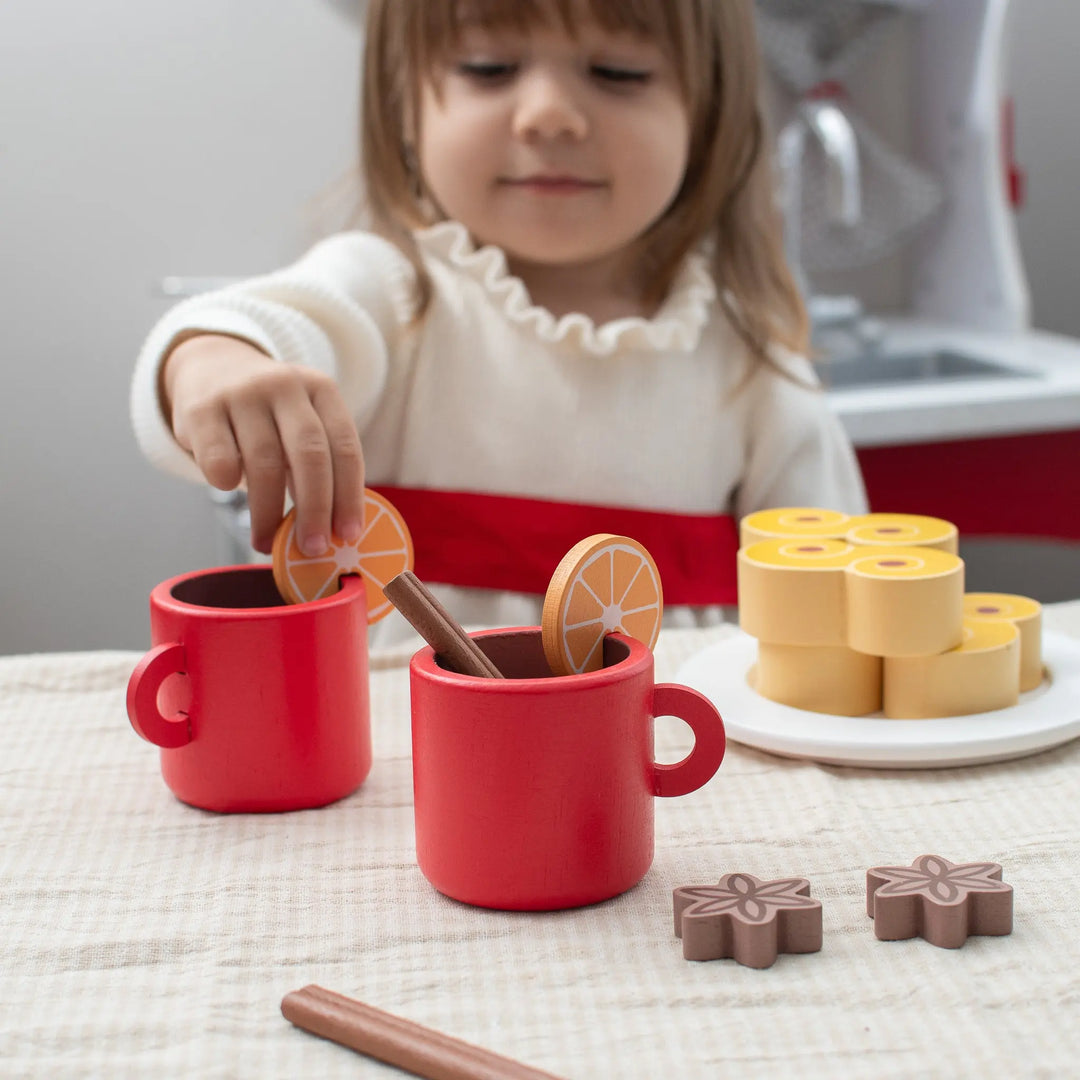St. Lucia Buns (Lussekatter) & Swedish Glogg Wooden Play Food Set- Mini Catholic Kitchen Shining Light Dolls