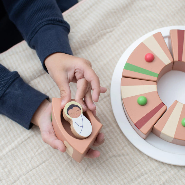 Rosca De Reyes; Epiphany King Cake Wooden Play Food Set - Mini Catholic Kitchen Shining Light Dolls