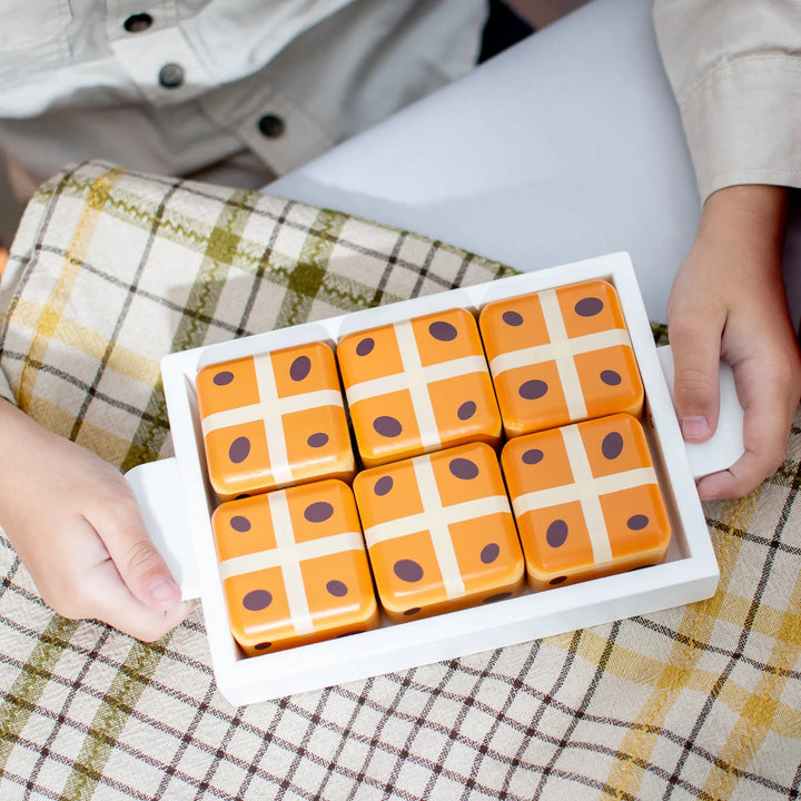 Hot Cross Buns Wooden Play Food Set- Mini Catholic Kitchen Shining Light Dolls