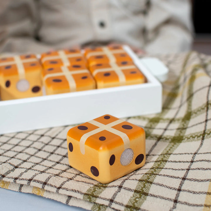 Hot Cross Buns Wooden Play Food Set- Mini Catholic Kitchen Shining Light Dolls