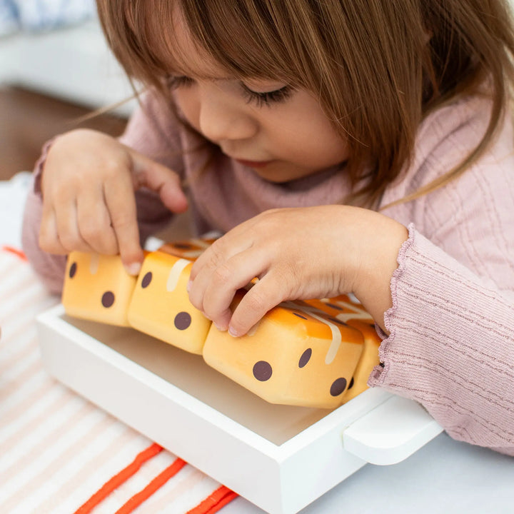 Hot Cross Buns Wooden Play Food Set- Mini Catholic Kitchen Shining Light Dolls