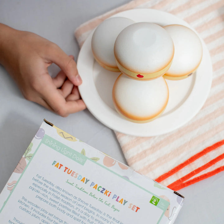 Fat Tuesday Paczki Wooden Play Food Set- Mini Catholic Kitchen Shining Light Dolls