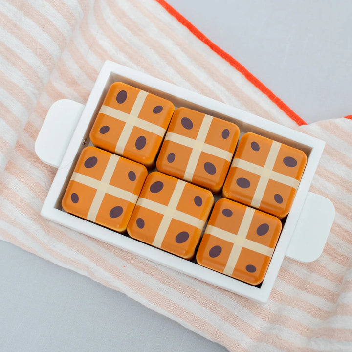 Hot Cross Buns Wooden Play Food Set- Mini Catholic Kitchen Shining Light Dolls