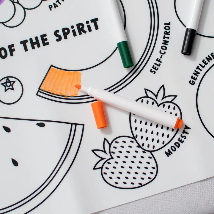 Fruits of the Spirit Washable Silicone Coloring Placemat Shining Light Dolls