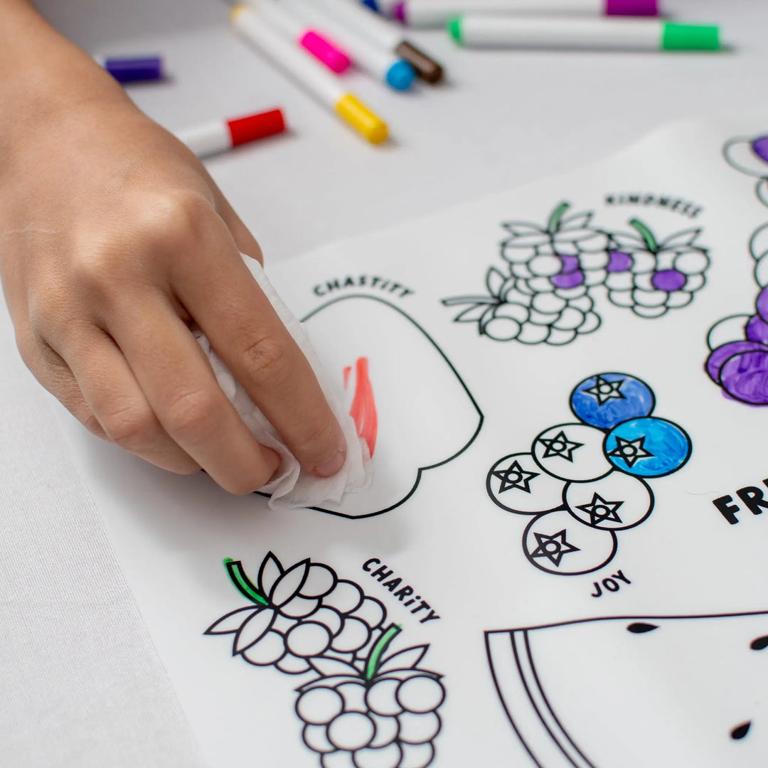 Fruits of the Spirit Washable Silicone Coloring Placemat Shining Light Dolls