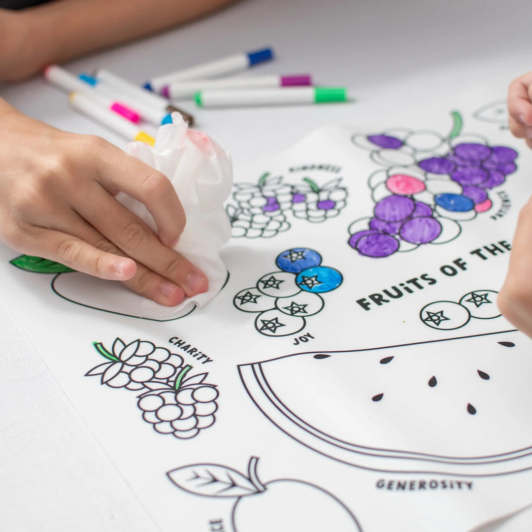 Fruits of the Spirit Washable Silicone Coloring Placemat Shining Light Dolls