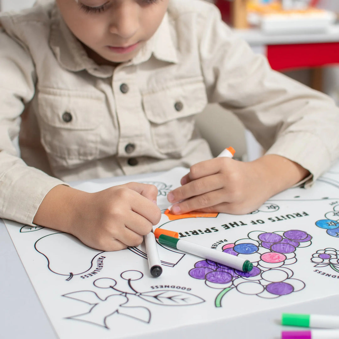 Fruits of the Spirit Washable Silicone Coloring Placemat Shining Light Dolls