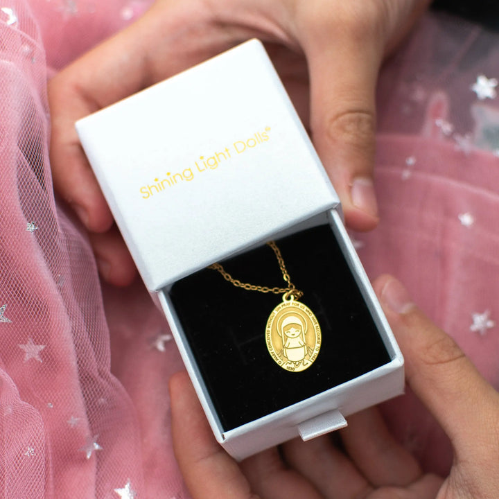 Miraculous Medal - 18K Gold over 316 Stainless Steel Shining Light Dolls