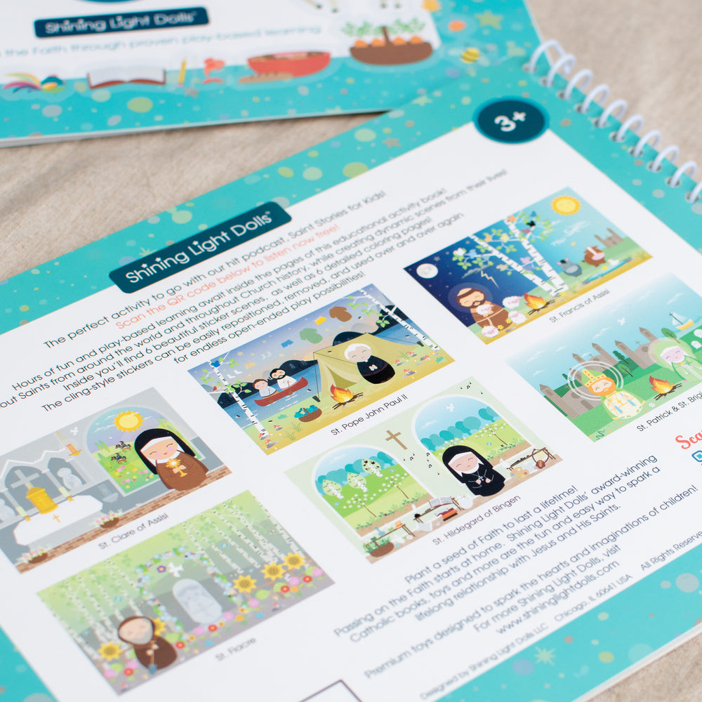 
                  
                    Saintly Scenes Book #3 - Reusable Sticker Scene and Coloring Book - Shining Light Dolls
                  
                