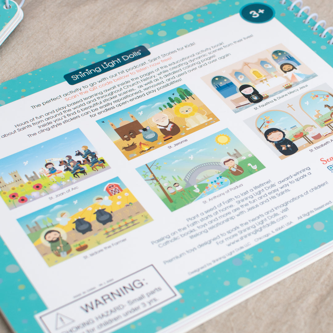 Saintly Scenes Book #4 - Reusable Sticker Scene and Coloring Book - Shining Light Dolls
