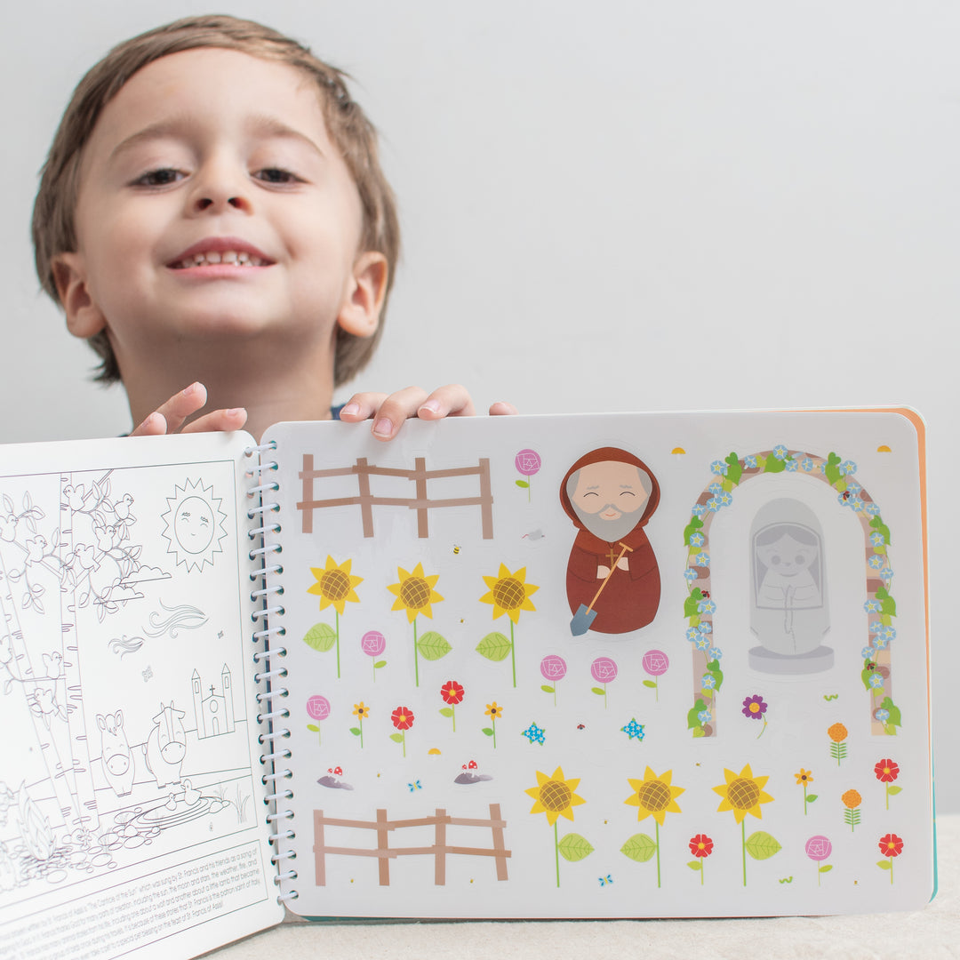 Saintly Scenes Book #3 - Reusable Sticker Scene and Coloring Book - Shining Light Dolls