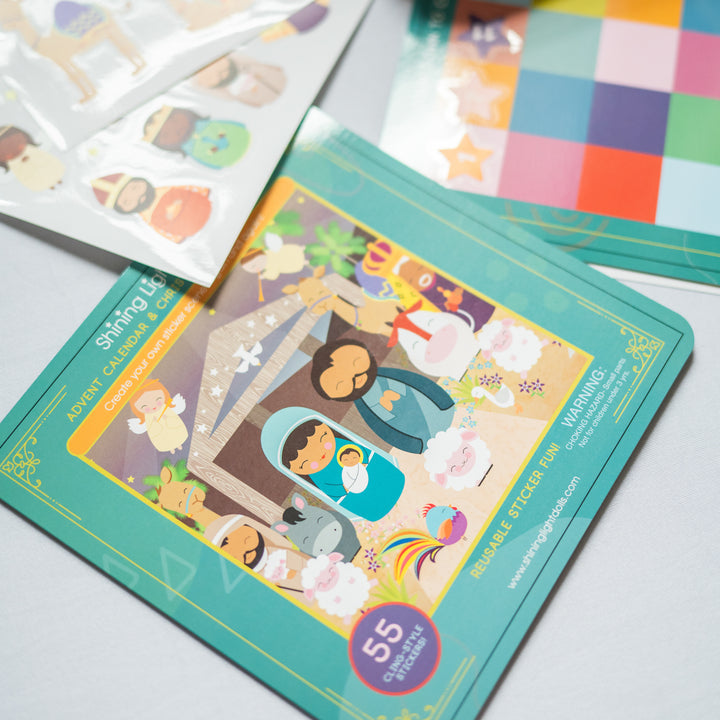Adventskalender &amp;amp; Weihnachtskrippe Wiederverwendbarer Stickerspaß