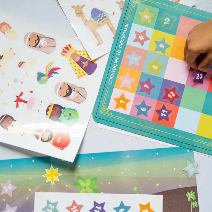 Adventskalender &amp;amp; Weihnachtskrippe Wiederverwendbarer Stickerspaß