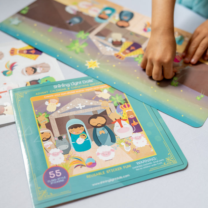 Adventskalender &amp;amp; Weihnachtskrippe Wiederverwendbarer Stickerspaß