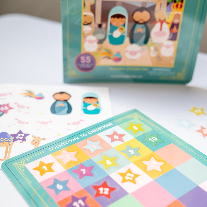 Adventskalender &amp;amp; Weihnachtskrippe Wiederverwendbarer Stickerspaß