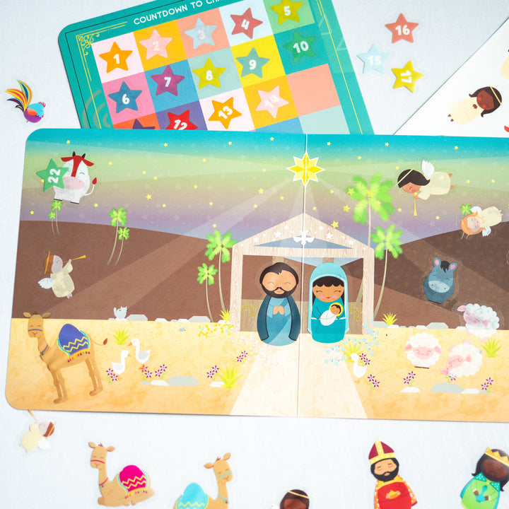 Adventskalender &amp;amp; Weihnachtskrippe Wiederverwendbarer Stickerspaß
