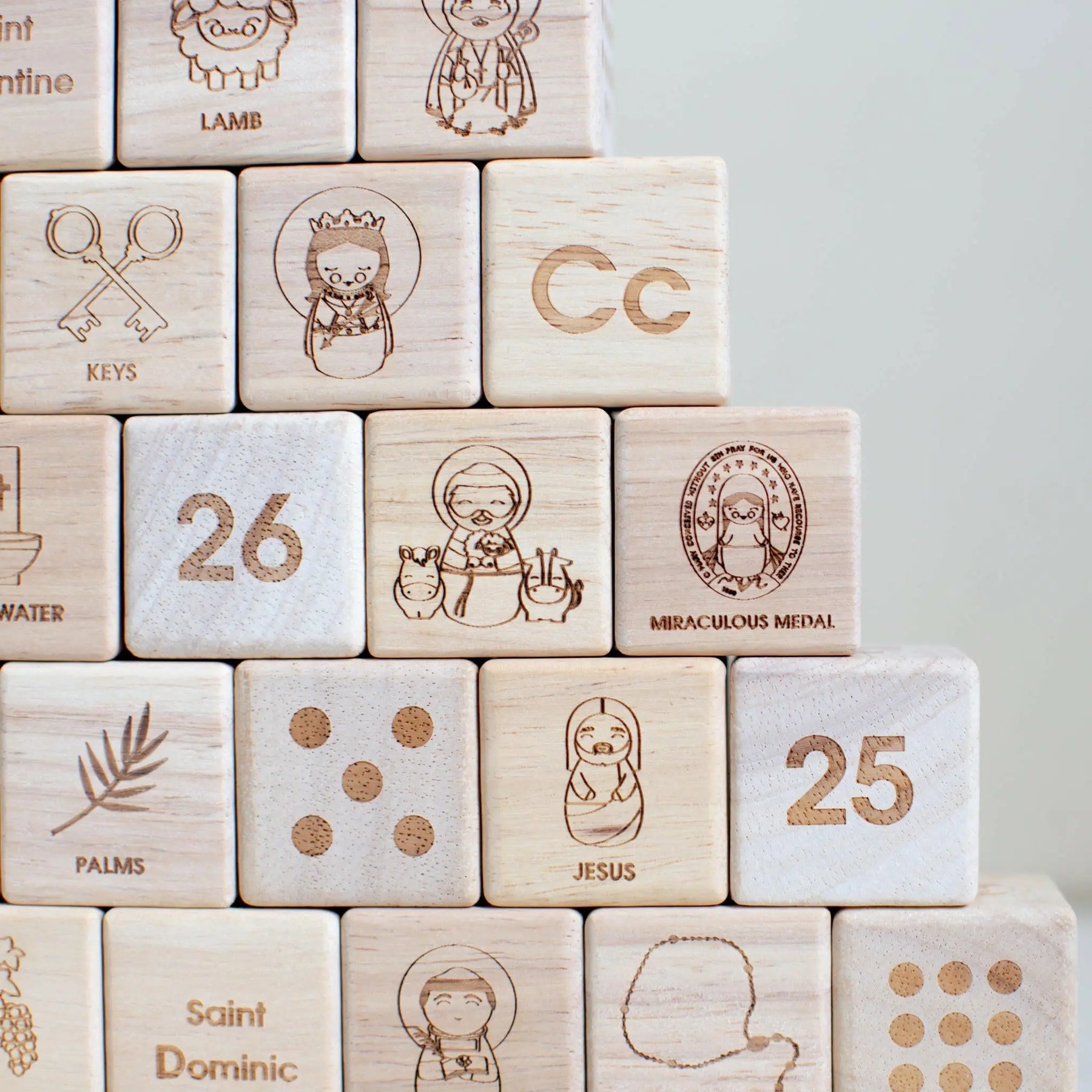 Ib Blocks Catholic ABC Alphabet Blocks - Shining Light Dolls