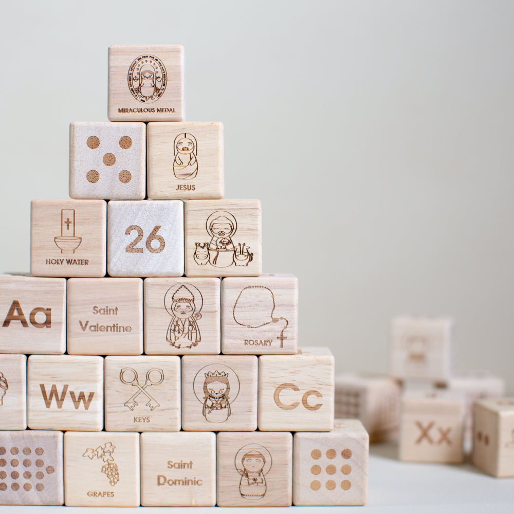 ABC Catholic Wooden Alphabet Blocks