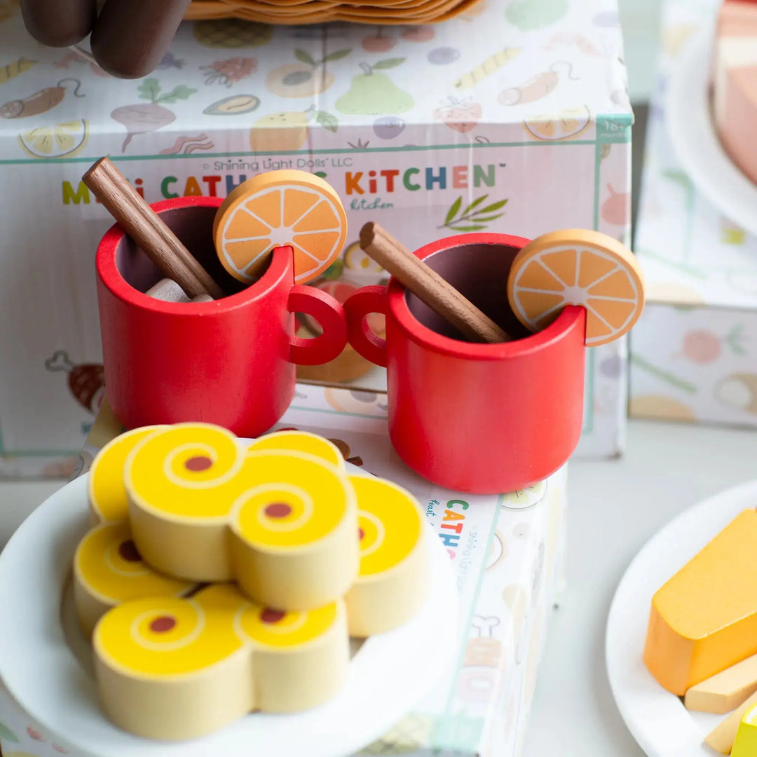 St. Lucia Buns (Lussekatter) & Swedish Glogg Wooden Play Food Set- Mini Catholic Kitchen Shining Light Dolls