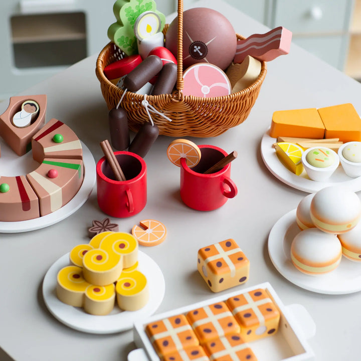 Hot Cross Buns Wooden Play Food Set- Mini Catholic Kitchen Shining Light Dolls
