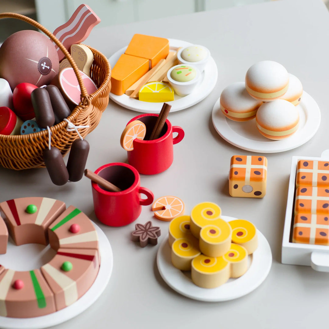 Rosca De Reyes; Epiphany King Cake Wooden Play Food Set - Mini Catholic Kitchen Shining Light Dolls