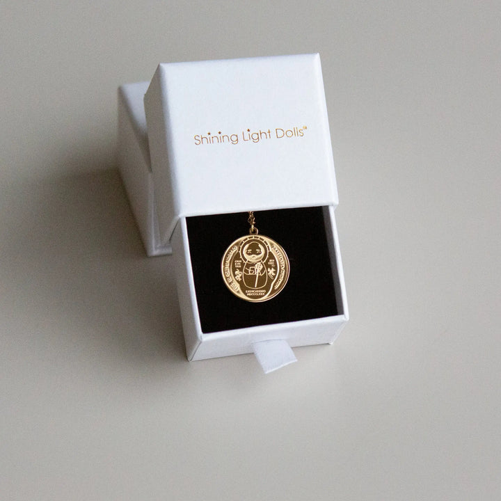 St. Benedict Medal - 18K Gold over 316 Stainless Steel Shining Light Dolls