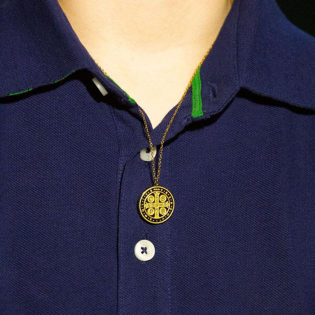 St. Benedict Medal - 18K Gold over 316 Stainless Steel Shining Light Dolls