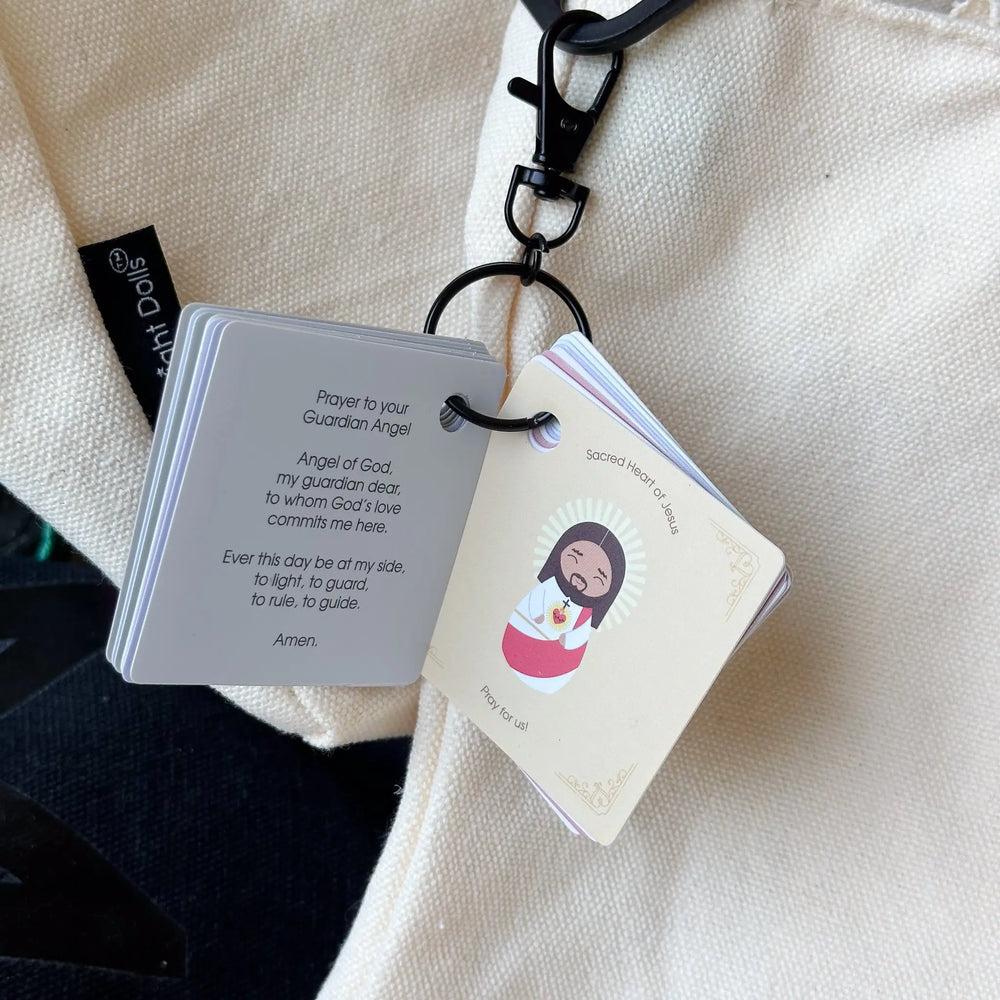 Pocket Prayers Waterproof Catholic Prayer Card Keychain Set Shining Light Dolls
