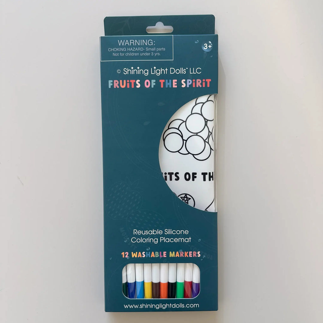 Fruits of the Spirit Washable Silicone Coloring Placemat Shining Light Dolls