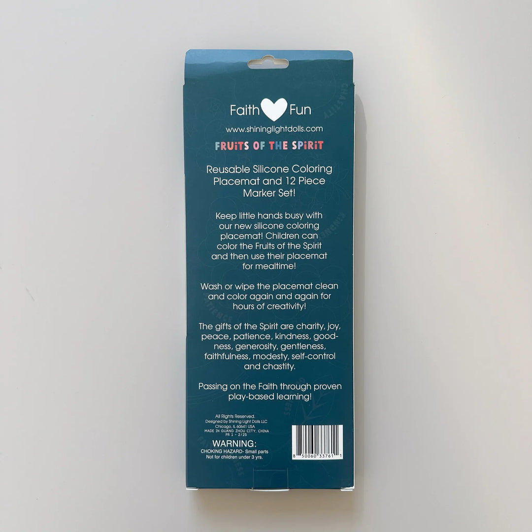 Fruits of the Spirit Washable Silicone Coloring Placemat Shining Light Dolls