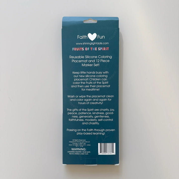 Fruits of the Spirit Washable Silicone Coloring Placemat Shining Light Dolls