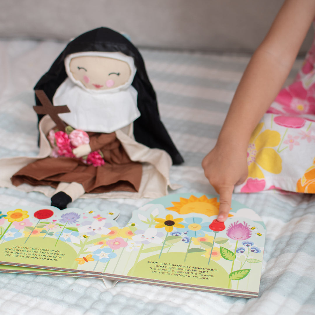 The Little Flower - A Spring Stroll inspired by St. Therese of Lisieux shaped book