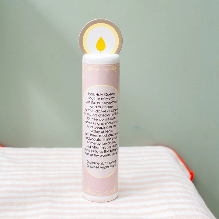 Mary Queen of Heaven (Hail Holy Queen) Wooden Prayer Candle Shining Light Dolls
