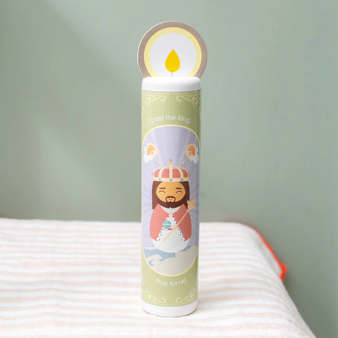Christ the King (Apostles' Creed) Wooden Prayer Candle Shining Light Dolls
